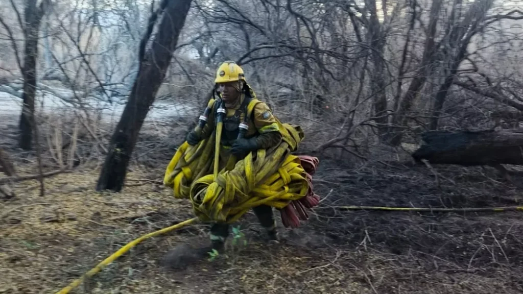 Con alerta naranja por viento Zonda, refuerzan el operativo para contener el incendio en Cafayate