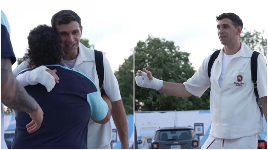 Dibu Martínez apareció con un vendaje en su mano a días del debut de la Selección argentina en el Mundial